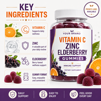 Gummies à la vitamine C, au zinc et à l'églantier, complément alimentaire pour soutenir l'immunité des adultes, végétalien, faible en sucre, sans gluten, étiquette privée OEM