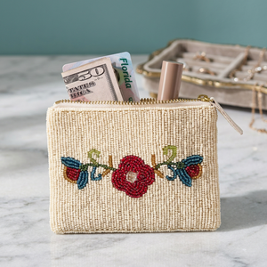 Bolso de mano con cuentas y patrón floral, cierre de solapa, hecho a mano, para bodas y eventos, con cuentas de cristal, correa para el hombro, capacidad de hasta 1 litro - Product Image 2