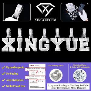 Joyería Fina Hip Hop Personalizada al por Mayor, Plata de Ley 925 Chapada en Oro Blanco, Colgante con Letra de la A a la Z con Moissanita Certificada por GRA para Hombre - Product Image 4