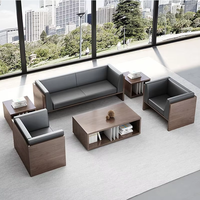 Ensemble de canapés de bureau modulaires en cuir de style nordique européen moderne, mobilier de réception commercial pour bureaux