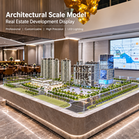 Maquette de bâtiment 3D personnalisée professionnelle avec éclairage LED, design moderne, matériaux ABS/Bois/PVC pour présentoirs immobiliers d'appartements