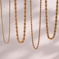 Bijoux de mode imperméables, collier en chaîne torsadée en or 18 carats 2/3/5/8 mm, collier en chaîne torsadée en acier inoxydable pour femmes et hommes
