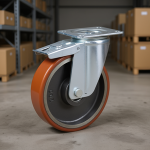 Roue pivotante avec noyau en fonte, support en acier galvanisé, série lourde avec frein - Product Image 3