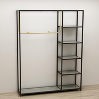 Meubles modernes pliables en bois présentoirs noirs et dorés pour magasin de vêtements cintres suspendus durables pour la décoration d'étagère de magasin