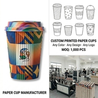Gobelet en papier kraft ondulé FSC de qualité supérieure, imprimé flexo, pour café, yaourt glacé et crème glacée, avec impression de marque privée
