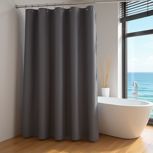 Rideau de douche gris foncé en polyester 240x200 cm, imperméable, pour salle de bain - Product Image 3