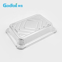 Conteneur en aluminium de qualité alimentaire, rectangulaire, argenté, jetable, boîte d'emballage à emporter en aluminium avec couvercle
