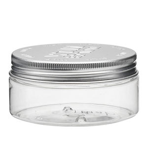 <b>Clear</b> PET Cosmetic Body Scrub <b>Containers</b> with Aluminum Lids 250ml/300ml/500ml Custom Printing - Product Image 1