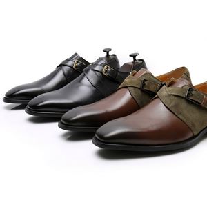 รองเท้าผู้ชายทรงสี่เหลี่ยมแบบทางการ รองเท้าแบบมอนก์ สวมใส่ด้วยเชือกผูก รองเท้าสุภาพบุรุษ หัวเข็มขัดแบบ Horsebit กันลื่น ระบายอากาศได้ดี น้ำหนักเบา พื้นยาง - Product Image 5