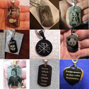 Collar con Colgante de Cadena Trenzada de Acero Inoxidable con Disco Grabado Personalizado con Imagen y Letras, Ideal para Regalo, Apto para Parejas - Product Image 5