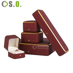 Luxury High-End Green <b>Red</b> Custom Premium PU Leather Boxes for Necklace <b>Bracelet</b> Ring Earrings Boxes Jewelry Box - Product Image 1
