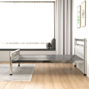Lit Robuste en Acier Inoxydable, Mobilier Métallique Simple et Double, Lits King et Queen en Acier Inoxydable pour Chambre, Auberge, Hôtel et Appartement - Product Image 4