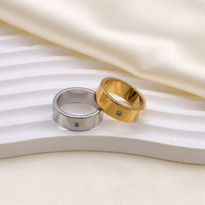 <b>Titanium</b> Steel Unisex <b>Rings</b> Inlaid With Zircon Fashionable Simple Couple Jewelry Everyday Wear - Product Image 1