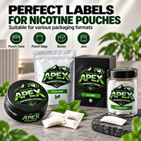 Étiquettes personnalisées pour sachets de nicotine, autocollants en rouleau BOPP blancs auto-adhésifs pour boîtes et bidons avec impression claire et taille personnalisée