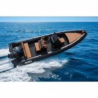 Bateau pneumatique semi-rigide (RIB) CE Certifié REBO Sport Rhib760 SP RIB 760 en fibre de verre avec moteur, double pont en Hypalon/PVC, coque en aluminium, 25 pieds, capacité de 13 personnes