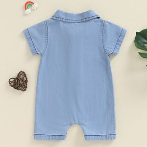 Body de Bebé para Niño, Color Azul Claro, Manga Corta, Cuello Solapa, Traje de una Pieza con Botones <span class=keywords><strong>a</strong></span> Presión - Product Image 3