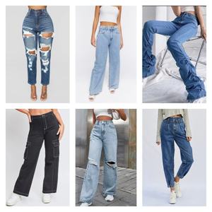Hot-selling Women Casual Stretch Washed Denim Fashionable Straight High Waist <b>Cheap</b> Summer Jeans Pants Random Shipment - Product Image 3