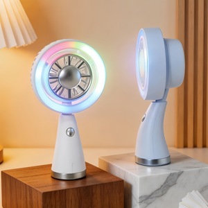 Ventilateur de bureau Lingpan avec lumière LED, rechargeable, alimenté par USB, ventilateur portatif pour étudiants, utilisation en extérieur - Product Image 2