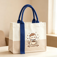 Sac fourre-tout en toile imprimé personnalisé avec motif de dessin animé, réutilisable, robuste, avec fermeture éclair, pour usage quotidien, voyage, rangement de cadeaux et courses