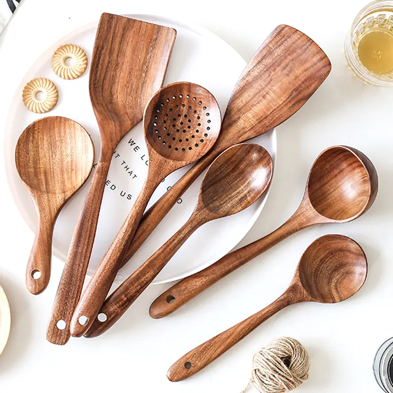 Teak Wood Cooking Spoon Set kitchen utensils set Wooden Utensil Set
