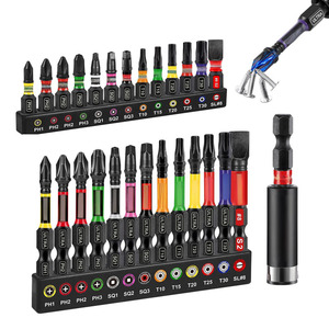 Jeu de 26 embouts de visseuse à chocs Torx, carrés et plats, magnétiques en acier, 2 et 3 pouces, avec douilles et embouts Torx 26 pièces - Product Image 1