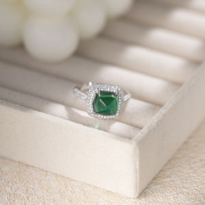 Ruizuan Women's Vintage Sterling <b>Silver</b> Lab Grown <b>Emerald</b> Prong Setting Rhodium Plated <b>Rings</b> Third Party Appraised Guangdong - Product Image 1