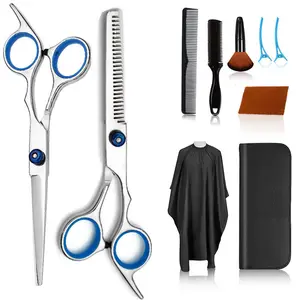 Kit de tijeras de peluquería para uso doméstico, 10 Uds., tijeras de corte de adelgazamiento, juego de tijeras para peluquero