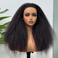 Vente en Gros Demi-Perruque Cheveux Humains Raides Crépu Faite à la Machine Naturel Yaki pour Femmes