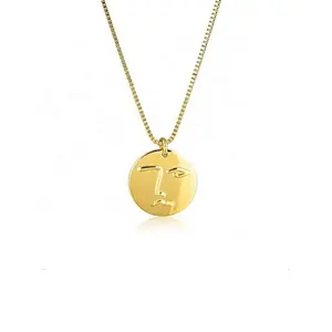 Jewelry 18K Gold Plated Face Coin Pendant Necklace Stainless Steel Jewelry Wholesale