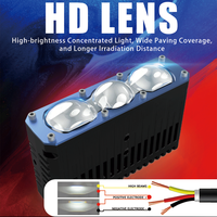 A13 Phare de conduite LED clignotant haute puissance 220W 36V Canbus à 3 lentilles avec télécommande IP68 pour Jeep, moto, camion