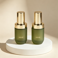 Flacon compte-gouttes automatique haut de gamme en verre dégradé bleu avec bouton poussoir, emballage premium pour sérum, essence et élixir anti-âge