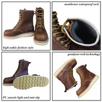 Chaussures de sécurité pour hommes, norme canadienne, imperméables, avec embout et semelle intermédiaire en acier, cuir de vachette de première qualité, bottes de sécurité pour le travail en usine