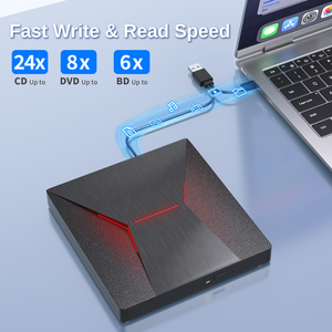Lecteur de disques <span class=keywords><strong>Blu</strong></span>-<span class=keywords><strong>ray</strong></span> externe USB 3.0 / Type-C avec éclairage RGB, enregistreur de DVD <span class=keywords><strong>Blu</strong></span>-<span class=keywords><strong>ray</strong></span>, lecture/écriture de disques 50G pour PC Windows Linux MacOS - Product Image 2