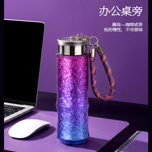 Pure <b>Titanium</b> Thermos Cup With Tea Strainer 500Ml Vacuum Insulated Portable Travel Water Bottle For Brewing And Health - Product Image 3