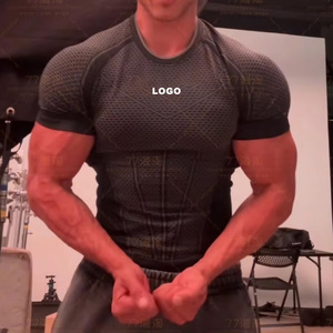 Camiseta Deportiva Personalizada con Logotipo de Marca Compartida para Hombre, de Secado Rápido, Transpirable y Elástica, Ajustada, de Manga Corta, para Gimnasio - Product Image 3