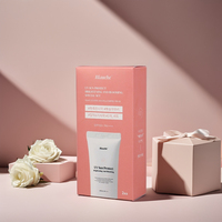 Étui à cosmétiques brillant à lèvres pliant rose holographique à paillettes de luxe Boîte d'emballage vide avec logo personnalisé Gaufrage revêtement UV pour éponge