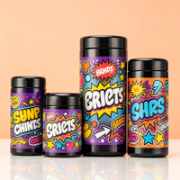 Sacs Mylar personnalisés avec boîte, pots en verre UV noir avec couvercles pour emballage de bonbons, biscuits, gommes, herbes et fleurs (3,5g, 7g, 14g, 100ml, 150ml)