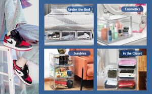 Caja de Almacenamiento de Zapatos Apilable de Alta Calidad OEM, Organizador Transparente, Contenedores de Almacenamiento para Zapatos Usados - Product Image 3