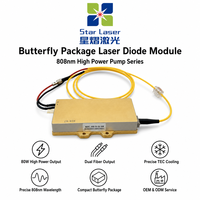 Module de diode laser à couplage par fibre 808 nm 80 W, double sortie fibre, boîtier papillon pour source de pompage laser à fibre haute puissance DPSS