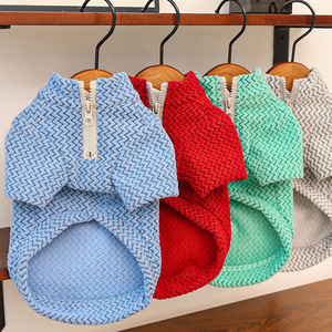 Dog Winter Coat Fleece Knit Zipper Pet <b>Clothes</b> <b>For</b> Small Dogs <b>Cats</b> Autumn And Winter Warm Outerwear Solid Color - Product Image 4