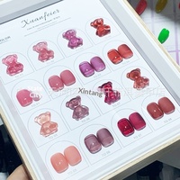 Nouveau Kit de Gel Ongles Professionnel 8 Couleurs Style Morandi Ours Bleu et Caramel, Sans Résidu, Collection Été 2026