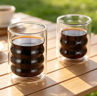Tasse à café en verre à double paroi en spirale, en borosilicate haute résistance, avec logo personnalisé, vente en gros