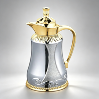 Thermos isotherme personnalisé en acier inoxydable doré et argenté, style Dallah arabe, isolation 12-24 heures, pour thé et café, avec pot en verre rose pour les fêtes