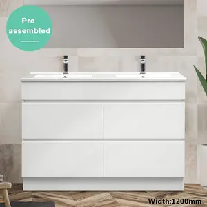Úc phong cách hiện đại sơn trắng đồ nội thất phòng tắm 4 ngăn kéo sàn phòng tắm Vanity tủ với bán buôn