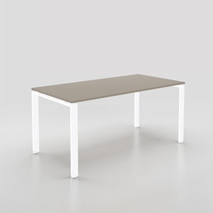 Bureau d'ordinateur Doria 120x60 cm, plateau couleur colombe, pieds en métal blanc, design simple, poste de travail de bureau - Product Image 1