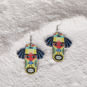Boucles d'oreilles clous unisexe en acrylique et acier inoxydable, motif tribal maya européen, entièrement gérées, nouveau design, cadeau classique - Product Image 2