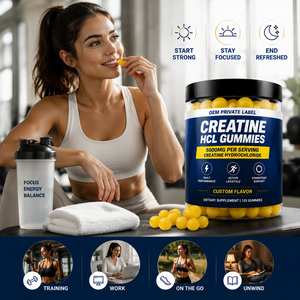 Gomitas de Creatina HCL OEM 5000mg por Porción, Sabor Limón, Suplemento Dietético para un Estilo de Vida Activo, Energía y Rendimiento - Product Image 3