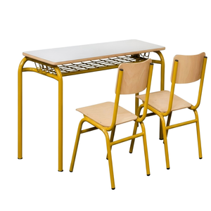 Bureau d'école double en <span class=keywords><strong>bois</strong></span> <span class=keywords><strong>ancien</strong></span> de Chine pour étudiants, avec chaise empilable - Product Image 5