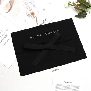 Wholesale Custom Logo Printing Black Cotton Envelope Pouch High Quality Twill Cotton Gift Cosmetic <b>Dust</b> <b>Bag</b> With Tie - Product Image 3