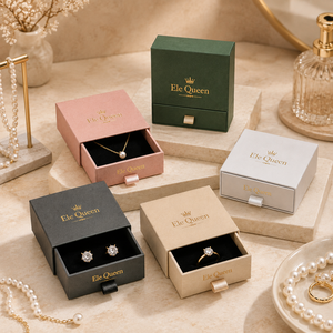 9x9x3cm Square Cardboard Drawer <b>Box</b> Eco-friendly Custom Jewelry Gift Packaging for Ring and Earring Storage with Printed Design - Product Image 1